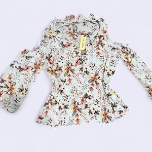 Floral Ruffle Blouse - Multicolor